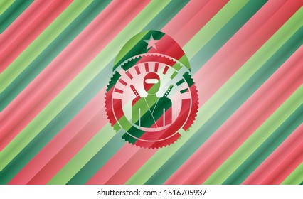 ninja icon inside christmas style badge..
