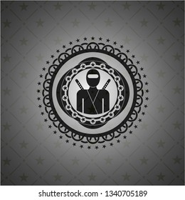 ninja icon inside dark emblem. Retro