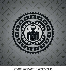 ninja icon inside dark emblem. Retro