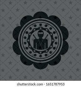 ninja icon inside dark emblem. Retro