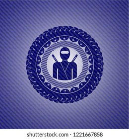 ninja icon inside emblem with jean high quality background