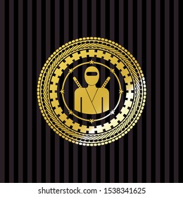 ninja icon inside gold emblem or badge