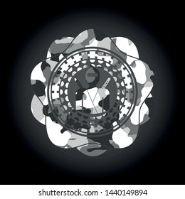 ninja icon inside grey camo emblem