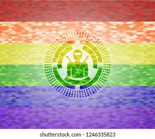 ninja icon inside lgbt colors emblem 