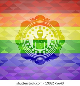ninja icon inside lgbt colors emblem 