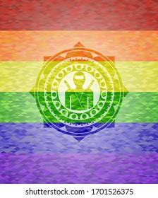 icono ninja dentro del emblema de colores lgbt 