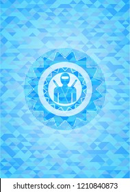 ninja icon inside light blue mosaic emblem