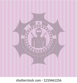 ninja icon inside pink emblem