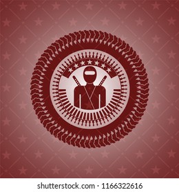 ninja icon inside realistic red emblem