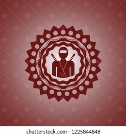ninja icon inside realistic red emblem