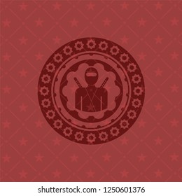 ninja icon inside retro red emblem