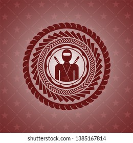 ninja icon inside retro red emblem