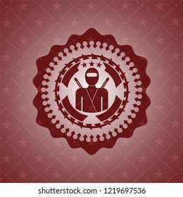 ninja icon inside retro style red emblem