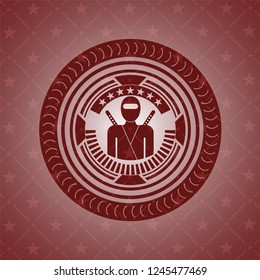 ninja icon inside retro style red emblem
