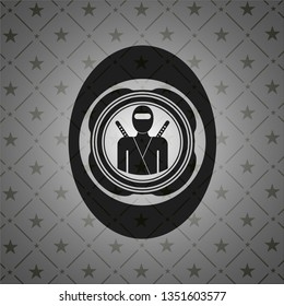 ninja icon inside retro style black emblem