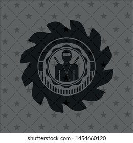 ninja icon inside retro style black emblem