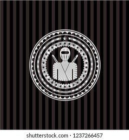 ninja icon inside silvery badge