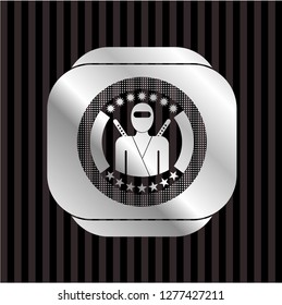 ninja icon inside silvery badge