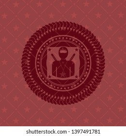 ninja icon inside vintage red emblem