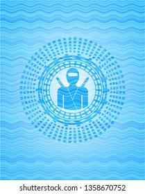 ninja icon inside water concept style emblem.