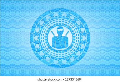 ninja icon inside water representation badge.