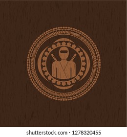 ninja icon inside wood signboards