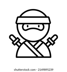 Ninja Icon. Line Art Style Design Isolated On White Background