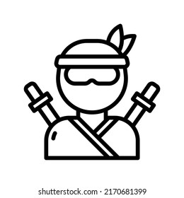 Ninja Icon. Line Art Style Design Isolated On White Background