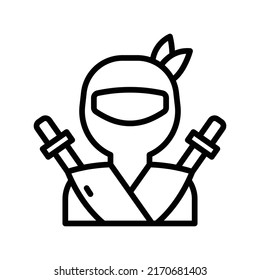 Ninja Icon. Line Art Style Design Isolated On White Background