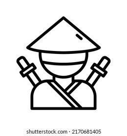 Ninja Icon. Line Art Style Design Isolated On White Background