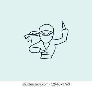 Ninja icon line isolated on clean background. Ninja icon concept drawing icon line in modern style. Vector illustration for your web mobile logo app UI design.