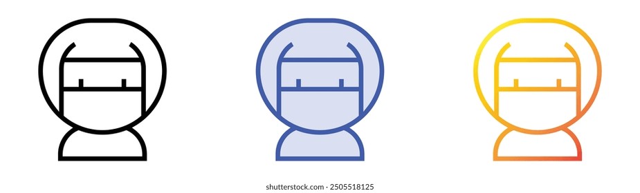 ninja icon. Linear, Blue Fill and Gradient Style Design Isolated On White Background