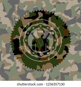 ninja icon on camouflage pattern