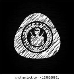 ninja icon on chalkboard