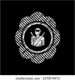 ninja icon on chalkboard