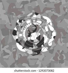 ninja icon on grey camo pattern