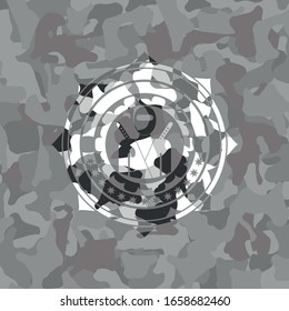ninja icon on grey camo pattern