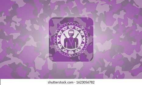 ninja icon on pink camo texture