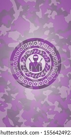 ninja icon on pink camouflage pattern