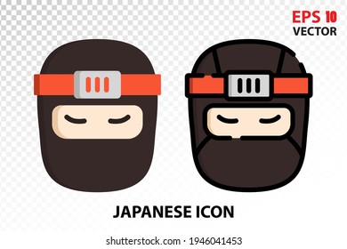 Ninja icon on transparent background. Japan symbol for your website design, logo, app, UI. Eps10 vector illustration.