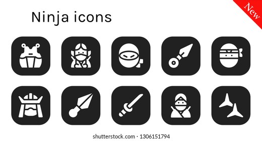 ninja icon set. 10 filled ninja icons.  Collection Of - Kendo, Ninja, Kunai, Samurai, Katana, Shuriken