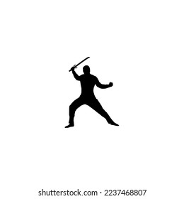 Ninja icon. Simple style ninja samurai poster background symbol. Ninja brand logo design element. Ninja t-shirt printing. vector for sticker.