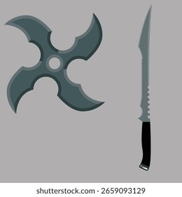Ninja-Symbolstern mit Schwertvektor 