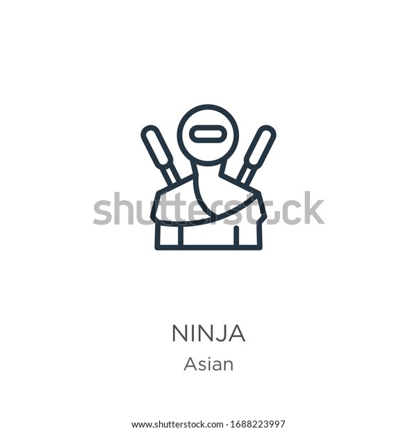 Ninja Icon Thin Linear Ninja Outline Stock Vector (Royalty Free