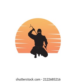 Ninja icon vector illustration logo template