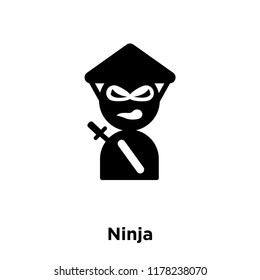 Ninja icon vector isolated on white background, logo concept of Ninja sign on transparent background, filled black symbol