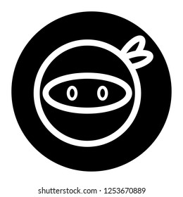 Ninja icon vector on black circle. White background