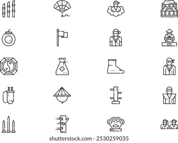 Coleção de ícones Ninja é uma ilustração vetorial com traçado editável.
