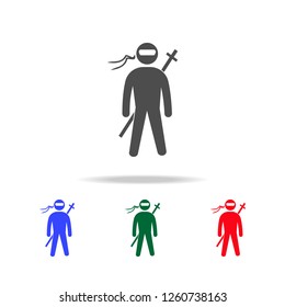 Ninja  icons. Elements of sport element in multi colored icons. Premium quality graphic design icon. Simple icon for websites, web design, mobile app, info graphics