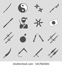 Ninja Icons. Sticker Design. Vector Illustration.
